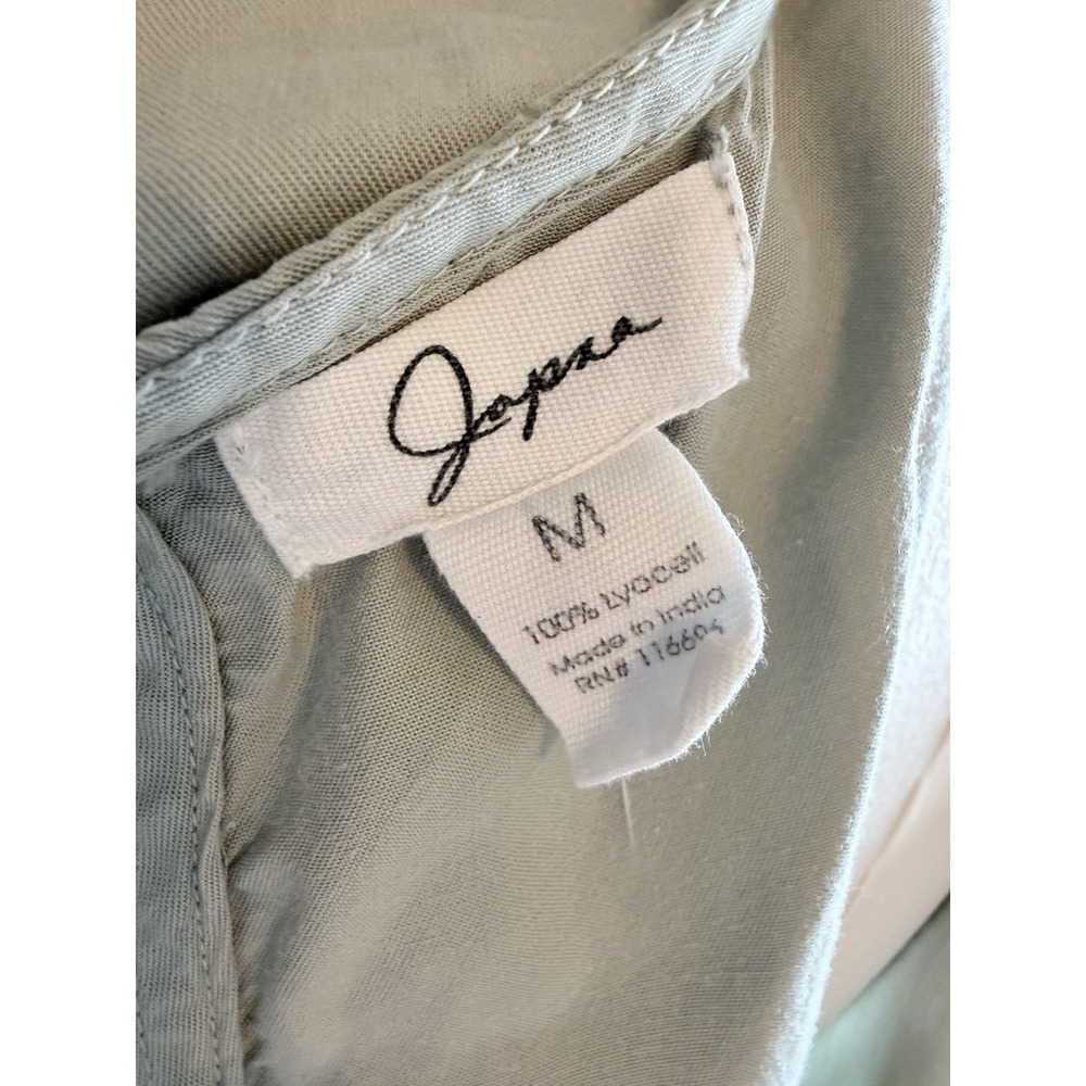 Joppa 100% Lyocell Light Green Short Sleeve Jumpsuit M Elastic Waist Pockets - Picture 9 of 9